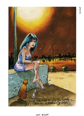 Hot Stuff , «La ragazza di Via del Campo», 1999. Dalla mostra «Segni De André» e volume omonimo a cura di Vincenzo Mollica, Edizioni Di, 1999.